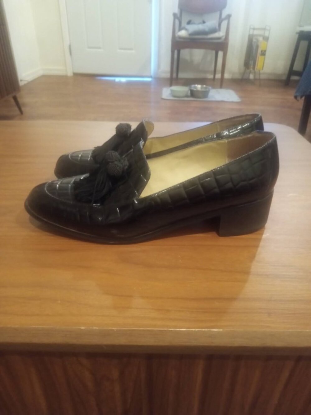 Jennifer Moore Croc Embossed Leather Loafer With Tassel US 9 W - Picture 5 of 7